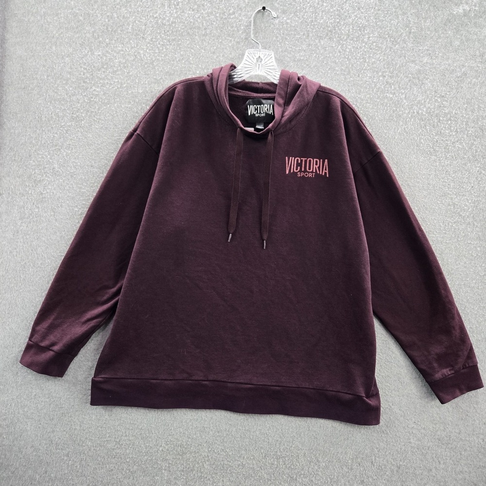 Victoria Sport Women Hoodie XL Purple Fleece Activewear Logo Long Sleeve